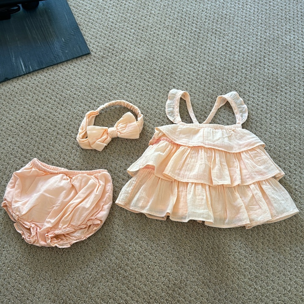 Janie and Jack BABY TIERED RUFFLE GAUZE dress